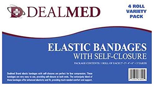 Dealmed Elastic Bandage Wraps with Self-Closure – 4 Roll Variety Pack, 5 Yards Stretched Compression Bandage Wraps, 1 Roll Each 2", 3", 4", and 6", Wound Care Product for First Aid Kit - NewNest Australia