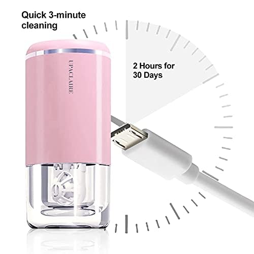 Contact Lens Cleaner, Intelligent Cleaning Machine for Soft and Rigid (RGP) Contact Lenses Cleaning and Storage (Pink) Rose - NewNest Australia