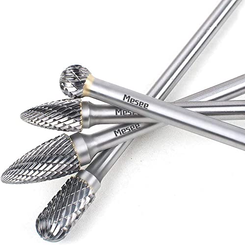 Mesee Set of 4 Tungsten Carbide Rotary Burrs, 6 Inch Long Double Cut Rotating Burr with 6mm Shank Files Rasp Bit Tools Kit for DIY Woodworking Metal Carving Polishing Engraving Drilling - NewNest Australia