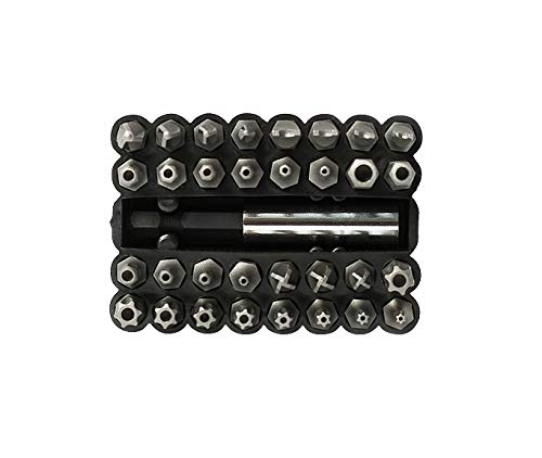 ARES 70009 - 33-Piece Security Bit Set with Magnetic Extension Bit Holder - Includes Tamper Resistant, SAE Hex, Metric Hex and Star Bits - Torq, Spanner, and Triwing Complete the Anti Tamper Bit Set - NewNest Australia