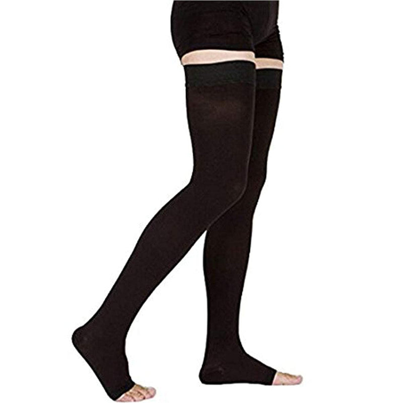 PEDIMEND™ Open Toe Thigh High Compression Stockings (2PAIR - 4PCS) | Gradient Compression with Silicone Band | Reduce varicose Veins, Promote Blood Circulation | Unisex | Foot Care (Black) Black - NewNest Australia