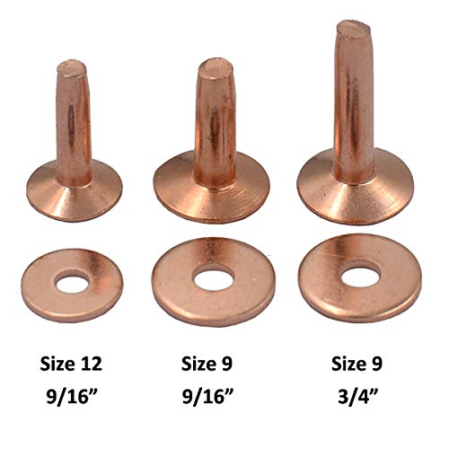 DGOL 50 Sets Shinning #9 Size 9 Red Copper Burrs Rivets Washers 3/4 inch (19mm) Long #9 3/4" - NewNest Australia