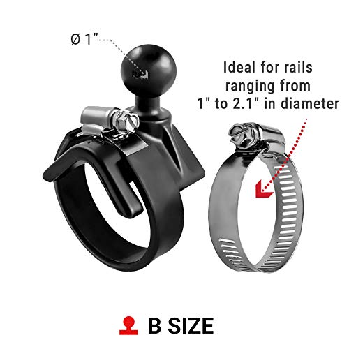 RAM Mounts RAM-B-108BU Strap Hose Clamp Ball Base with B Size 1" Ball for Rails 1" to 2.1" in Diameter Standard Packaging - NewNest Australia