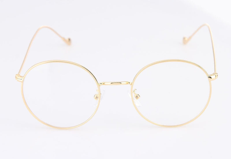 sigaer glasses nerd glasses retro round unisex metal frame glasses frame decorative glasses 140x50mm gold - NewNest Australia
