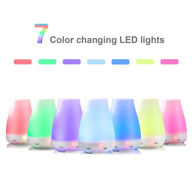 100ML Essential Oil Diffuser, Ultrasonic Cool Mist Aromatherapy Scented Oil Diffusers Humidifier, Waterless Auto-Off and 7 LED Light Colors for Bedroom, Yoga, SPA, Baby - NewNest Australia