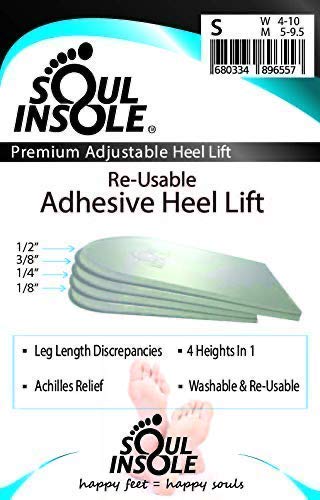 Soul Insole Heel Lift Inserts for Women and Men - 4 pcs Stackable Gel Heel Cushions – Premium Heel Lifts for Leg Length Discrepancy – Washable and Reusable Pads, Easy Application – (Small) Small: UK Women 2.5-10 | UK Men 3-9 | EU: 34-42 - NewNest Australia