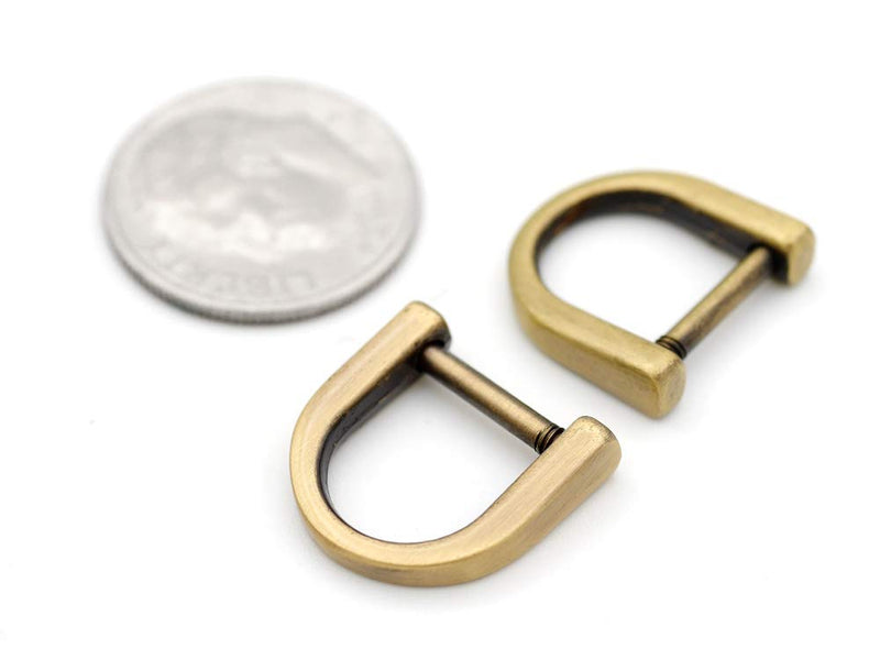 CRAFTMEMORE Tiny D-Rings Shackle Screw Ring for Key Holder Zip Puller Purse Replacement Paracord Bracelet 3/8 Inch Inside Bar 5 pcs (Brushed Brass) Brushed Brass - NewNest Australia