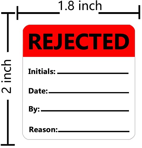 Top Label Rejected Labels,Inventory Rejected Stickers for Quality Control Check Tested,1.8x2Inch,500Pcs Red - NewNest Australia