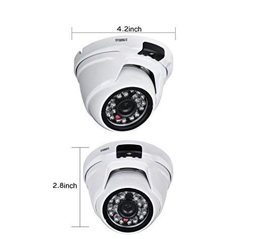 Eversecu 2.4MP (HD-TVI/AHD/CVI/Analog) 4-in-1 1080P CMOS Outdoor Metal Dome Camera, Day Night Vision Security IR Analog Camera, Vandalproof Dome Camera for Home Video Surveillance 2MP - NewNest Australia