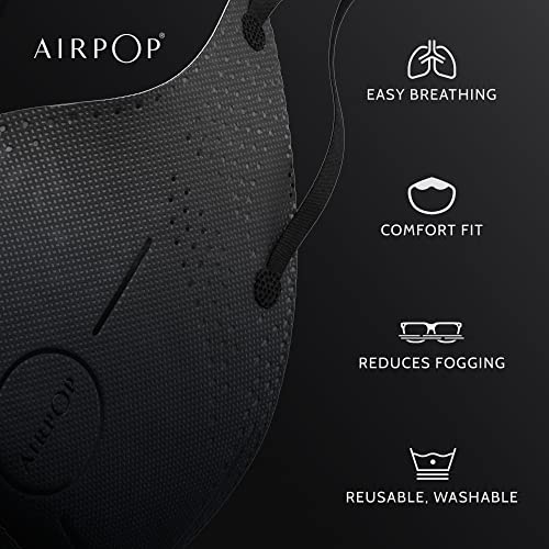 AIRPOP Light SE Reusable Washable Face Mask 1 Pack, 4-Layer Face Coverings, Contoured Fit, Lightweight Design, Adult/Kids Face Masks for Repeated Wear, 1 Pack - Black - NewNest Australia