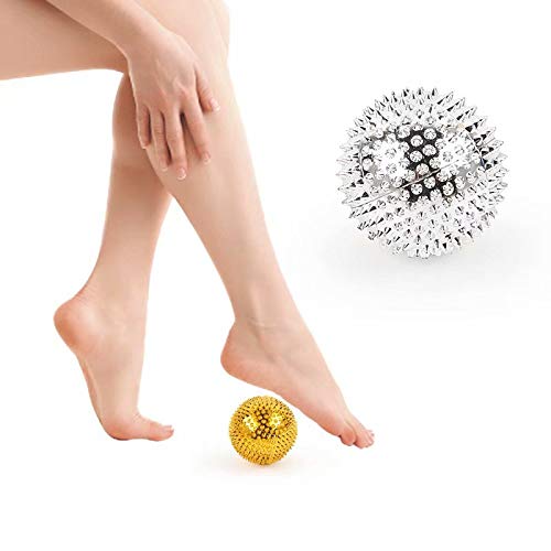 Chi-Enterprise - Two Magnetic Massage Balls - Small | Fascia Balls For Self-Therapeutic Acupressure Treatment | Contents: 2 Hedgehog Balls In Gold, Each 32 Mm Diameter And 228 Acupressure Needles - NewNest Australia