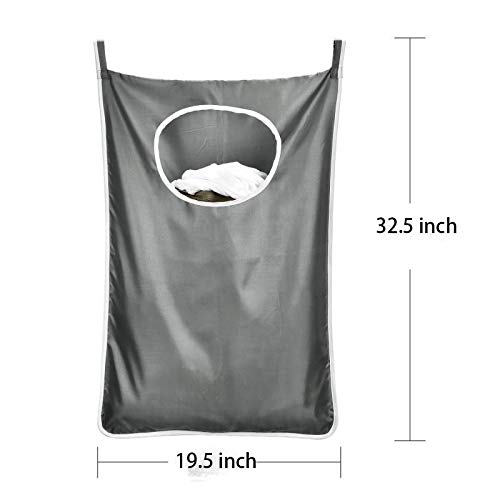 NewNest Australia - DYHAI Durable Hanging Laundry Bag Hanging Hamper Behind Door Space Saving with Stainless Steel Hooks Zip Laundry Hamper Door Hanging, for Bathroom,Kids Room,2pack(Extra Large-Dark Grey) 