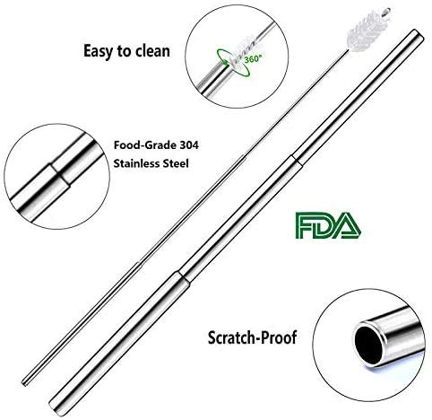 2 Pcs Portable Metal Straws, 3-Section Adjustable Telescopic Straw with Silicone Tips Cover, Aluminum Keychain Case and Telescopic Cleaning Brush, Unique Design for Home Travel(Black & Blue) Black & Blue - NewNest Australia