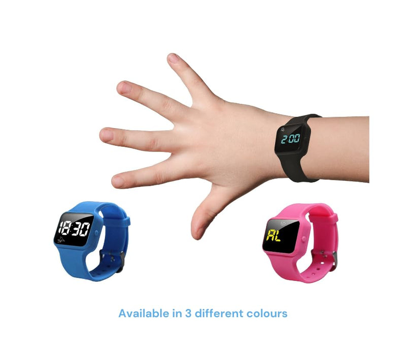 Black Pivotell Vibratime Junior Reminder Watch - with up to 16 daily alarms, Modern - NewNest Australia