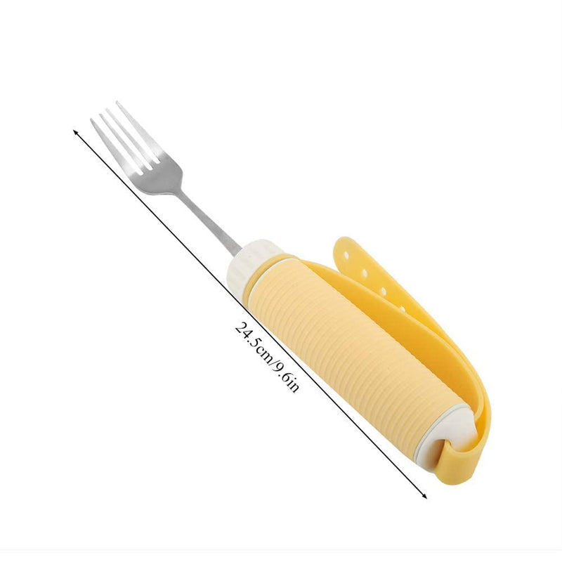Cutlery For Parkinson Patients, Parkinson Spoon, Children'S Spoon Curved With Soft Handle, Stainless Steel Spoon Everyday Aid Cutlery For Disabled Patients Arthritis Elder, 9.6 Inches (Fork) - NewNest Australia