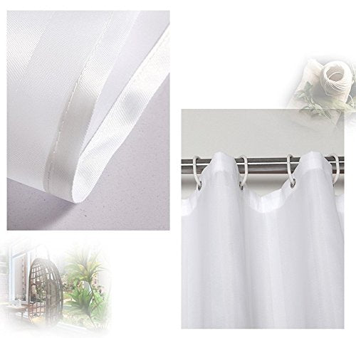 S·Lattye Extra Long Washable Shower Curtain Liner Bathroom Waterproof Fabric Cloth Polyester (Best Hotel Quality Friendly Damask Stripe) with Curved Plastic Hooks Set - 72 x 84, White 72" x 84" Stripe White - NewNest Australia