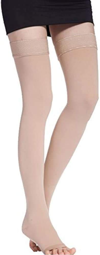 PEDIMEND Compression Thigh Highs Open Toe Stockings (1PAIR – 2PCS) | Anti-Fatigue Slimming Compression Socks | Best Leg Support Hose for Varicose Vein Treatment (BEIGE) - NewNest Australia