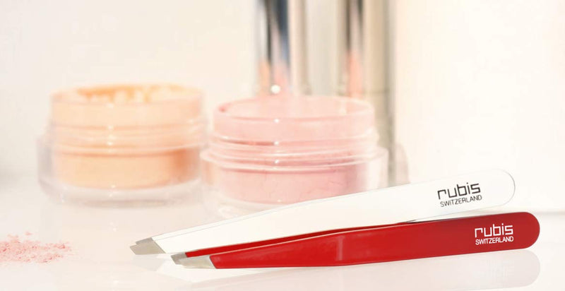 Rubis Hair Tweezers with Classic Slanted Tweezer Tip | Stainless Steel Tweezers for Plucking Eyebrows, Hairs, Moustache Hairs, and More | Perfectly Sculpted Eyebrows Every Time (red) - NewNest Australia