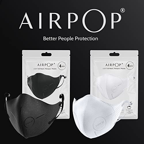 AIRPOP Light SE Reusable Washable Face Mask 1 Pack, 4-Layer Face Coverings, Contoured Fit, Lightweight Design, Adult/Kids Face Masks for Repeated Wear, 1 Pack - Black - NewNest Australia