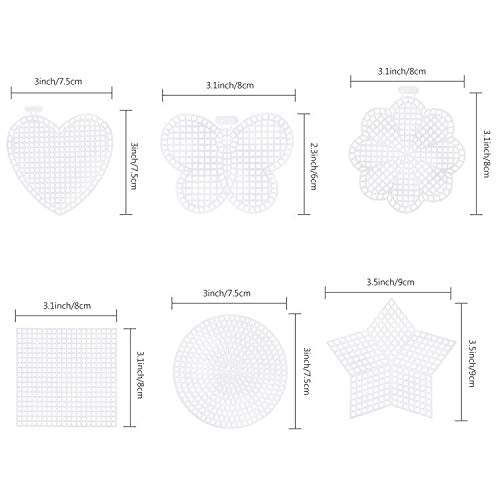 Pllieay 36 Pieces Mesh Plastic Canvas Sheets Kit Including 30 Pieces 6 Shapes 3 Inch Plastic Canvas and 6 Pieces Rectangular Plastic Canvas, Embroidery Tools for Embroidery Plastic Canvas Craft - NewNest Australia