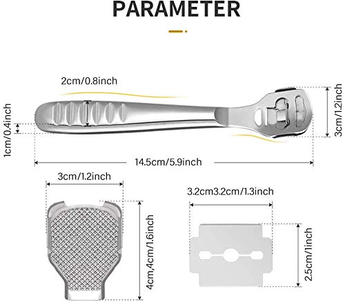 Foot Spatula, Foot File, Dead Skin Friction kit, Stainless Steel Foot Care Pedicure, Hands and feet Come Off Hard, Remove Solids, Cracked Skin. (Silver) Silver - NewNest Australia