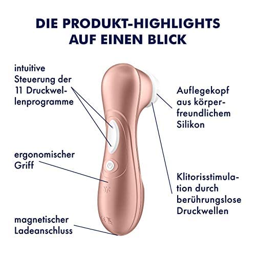 Satisfyer Pro 2 Air-Pulse Clitoris Stimulator - Non-Contact Clitoral Sucking Pressure-Wave Technology, Waterproof, Rechargeable (Rose Gold) Rose Gold - NewNest Australia