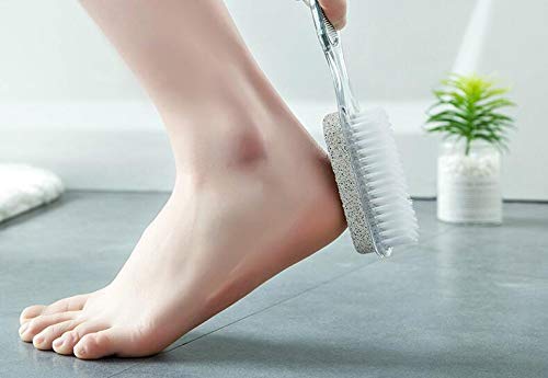 Dusenly 4 in 1 Pumice Stone Pedicure Brush Foot Scrubber Combination Exfoliating Pedicure with Handle Remove Dead Skin Massage Spa Pedicure Tools (2 Pcs) - NewNest Australia