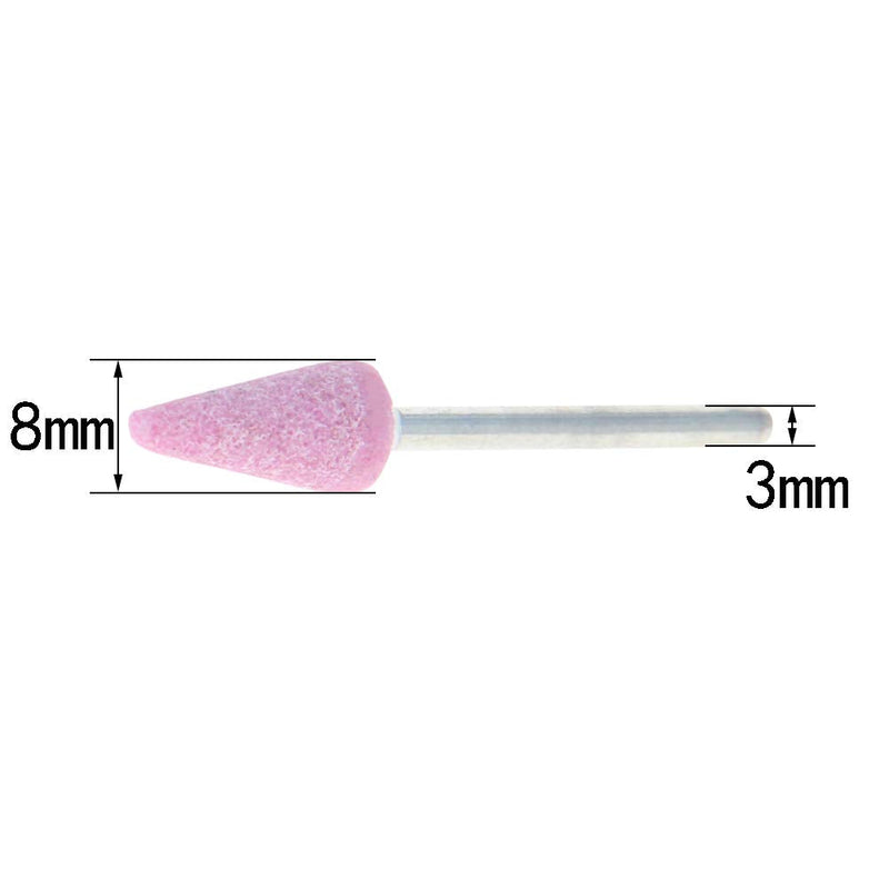 Utoolmart 8mm Abrasive Stone Points Cone Corundum Grinding Head Polishing Wheel Bit 3mm Shank 1 Box 3*8 cone - NewNest Australia