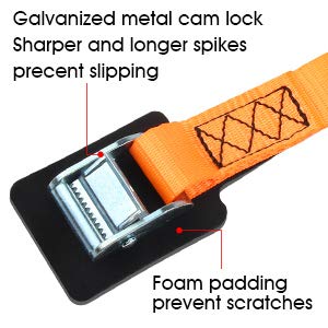 JCHL Sturdy 20-foot-by-1-inch Tie Down Strap Lashing Strap Cargo Tie-Down Strap Padded Cam Lock Buckle 1000lbs Capacity (2-Pack) Orange-2Pack - NewNest Australia