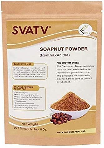 SVATV Soapnut Powder | Reetha | Aritha Powder for Natural Hair Care & Gentle looking Ayurvedic Hair Cleansing Conditioner Powder for Men & Women 227g | 0.5 LB | 08oz - NewNest Australia