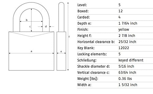 ABUS 70/45 C All Weather Solid Brass Padlock, Keyed Different, Yellow - NewNest Australia