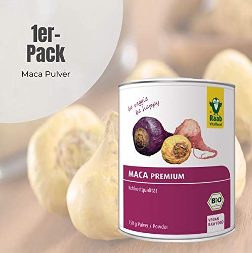 Raab Vitalfood Bio Premium Maca-Pulver aus 100% Bio Maca-Wurzeln aus den Anden aus Peru, Rohkostqualität, 1x 150 g Packung - NewNest Australia