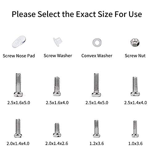 Sunglasses Eyeglasses Repair Kit, 1100PCS Tiny Stainless Steel Screws and 5 Pairs Nose Pads with Micro Screwdriver Tweezer for Watch Clock Spectacle Eyewear Repair - NewNest Australia