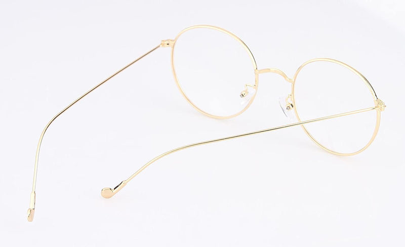 sigaer glasses nerd glasses retro round unisex metal frame glasses frame decorative glasses 140x50mm gold - NewNest Australia