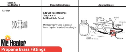 Mr. Heater 9/16 Left Hand Male Thread x 9/16" Left Hand Male Thread Fitting - NewNest Australia