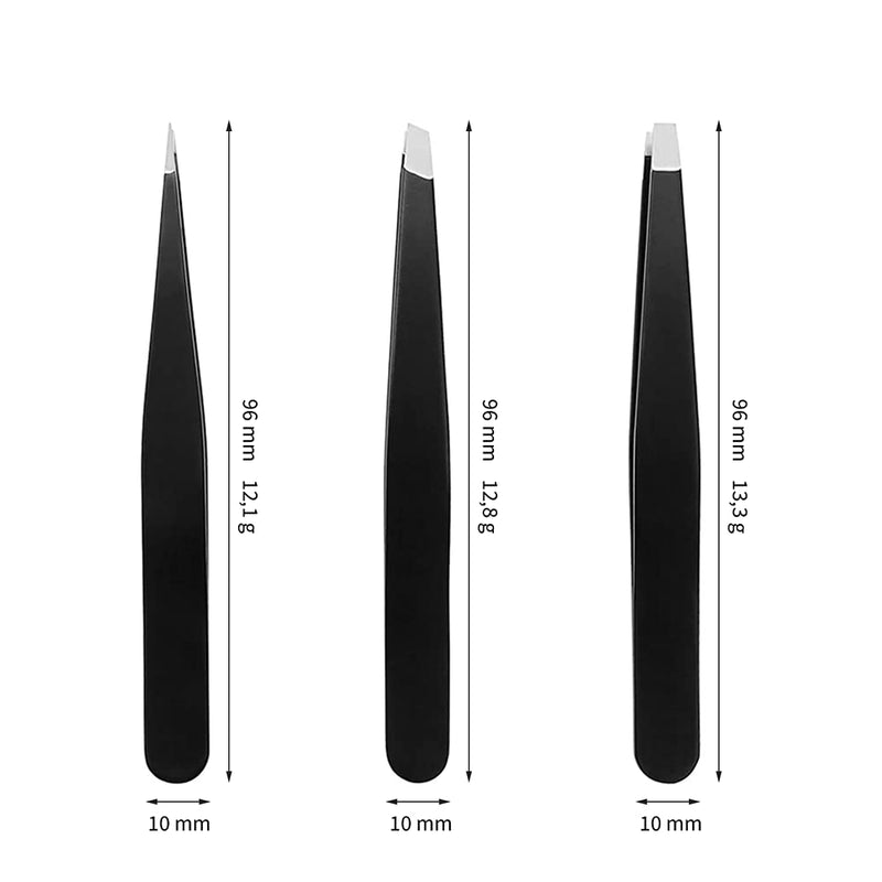 Econtal Tweezers Eyebrow Plucking Set, Straight Oblique Pointed Tweezers, Hair Plucking Tweezers, Splitter Tweezers, Pointed Tweezers, Eyelash Tweezers, With Case - NewNest Australia