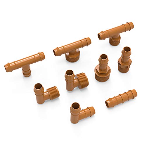 (20-Pack) Drip Irrigation Brown Barbed Tee Fittings - Fits 1/2”, 17mm .600” ID Drip Tubing - Made In The USA (Tee 20 Pack) Tee 20 Pack - NewNest Australia