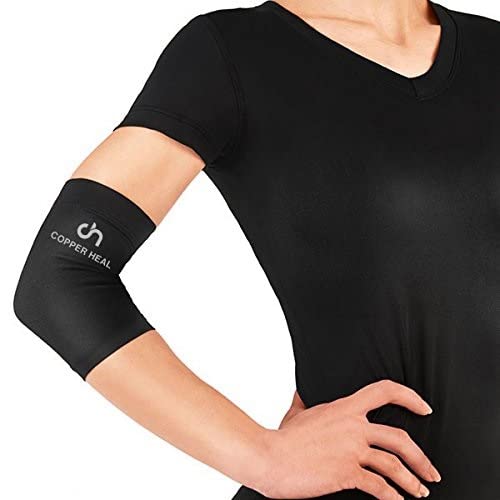 COPPER HEAL Elbow Compression Sleeve BEST Recovery Elbow Brace with Highest Copper Infused Content - Support Stiff Sore Muscles Joints Tendonitis Arm Tennis Basket Wrap (L) L - NewNest Australia