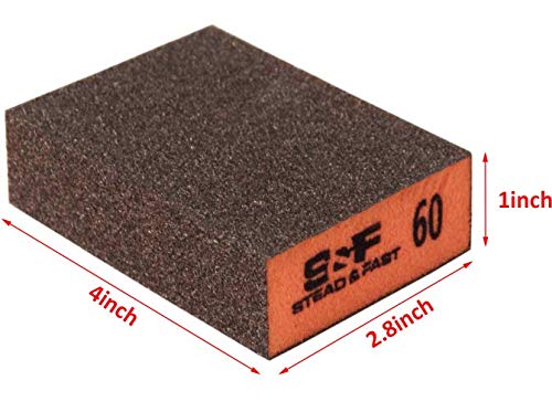 S&F STEAD & FAST Sanding Sponge - Wet Dry Sanding, 60 80 120 180 220 320 Sanding Block Coarse Medium Fine Grit, Fine Sandpaper 6 Pcs for Metal Wood, Drywall Sandpaper Assortment with Tack Cloth Bundle - NewNest Australia