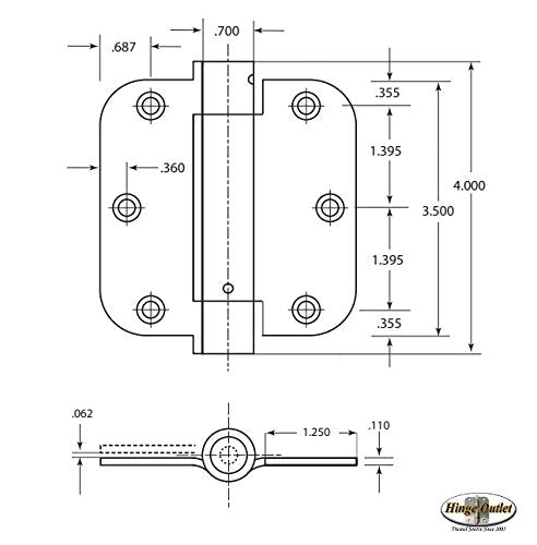 Hinge Outlet Spring Loaded Hinges for Doors - 3.5 Inch with 5/8 Inch Radius, Oil Rubbed Bronze, 2 Pack - NewNest Australia