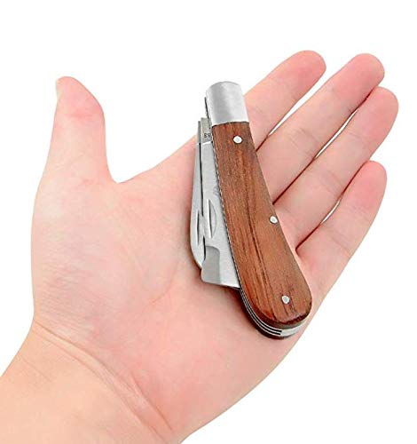 Linsen-Outdoors Garden knife and Grafting Knife with double blade for Left & Right Handed Use,The classic design with confort rosewood handle and Stainless Steel Sharp balde - NewNest Australia