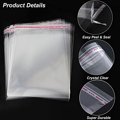 Clear Resealable Cellophane Plastic Bags Self Adhesive for Packaging Shirts, Clothing and Products,100 Pcs 10x14 Inches Self Sealing Cellophane Bags - NewNest Australia