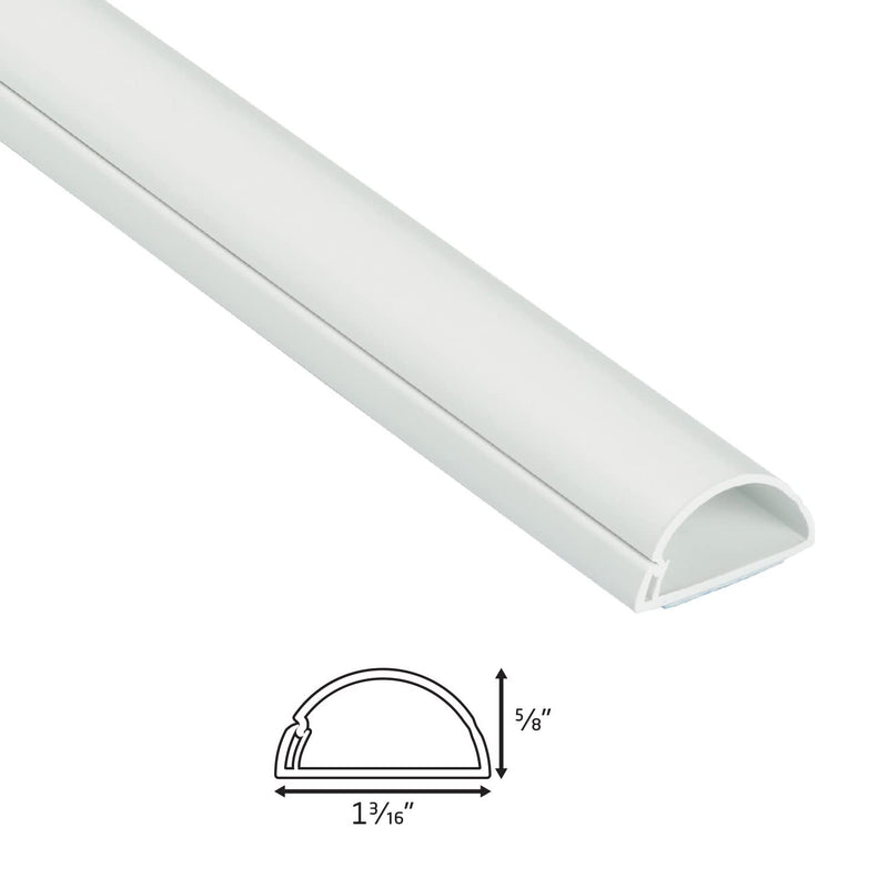D-Line Medium Cord Cover | Decorative Cable Raceway | White | 39 Inch Length | Hinged One-Piece, Half-Round Design | Paintable | Self Adhesive Wire Hider - NewNest Australia