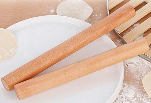 NewNest Australia - VNDEFUL 2PCS Solid Wood Rolling Pin Kitchen Baking Tool and Dough Stick Hand Rolling Pin Dumpling Wrappers 