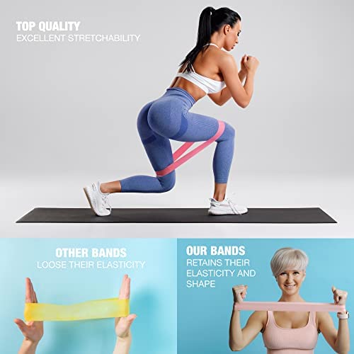 You vs You Resistance Bands with Storage Bag & Instruction, Strong Loop Fitness Band for Home Gym Exercise Workouts Yoga, Tone & Strength Men & Women, Colour Coded Resistance, Sweat Proof PINK - NewNest Australia