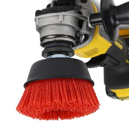 BHA 4" Abrasive Filament Nylon Bristle Cup Brush, 5/8"-11 Thread Arbor - Red (120 Grit) - NewNest Australia
