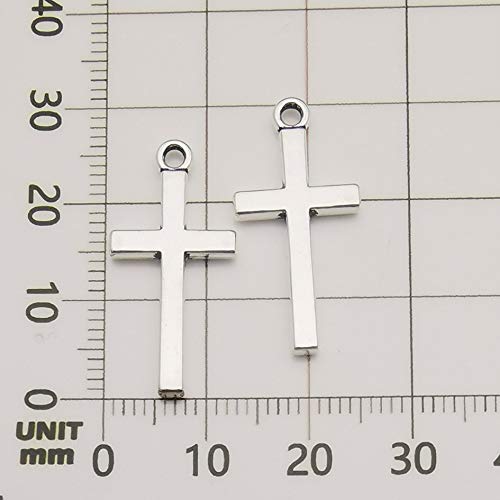 100pcs 13x27mm Silver Small Cross Charms Pendants Beads for Jewelry Making Crafting Findings Accessory for DIY Necklace Bracelet (7916) Antique Silver#13x27mm - NewNest Australia