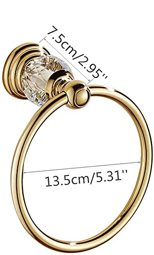 WINCASE Crystal Towel Ring, Gold Towel Holders for Bathrooms, Round Hand Towel Rack Wall Mounted Decorative - NewNest Australia