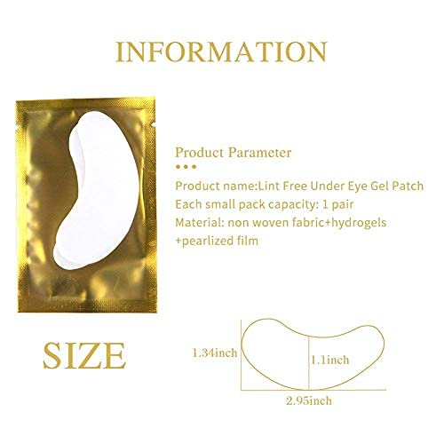 Arison Lashes Eye Gel Pads 50 Pairs Eyelash Extension Under Eye Gel Patches Lint Free Eye Patches with Smooth Front Side and Collagen Back Side Eye Pads for Individual Eyelash Extension (Gold) Gold - NewNest Australia