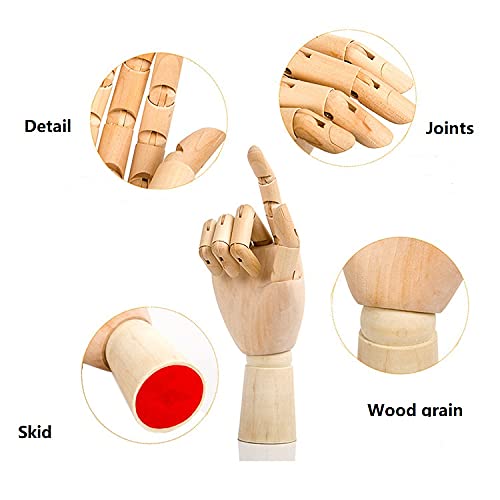 Wood Artist Drawing Manikin Articulated Mannequin with Wooden Flexible Fingers 10" Left Hand (10 inches-Left Hand) 10 inches-left hand - NewNest Australia